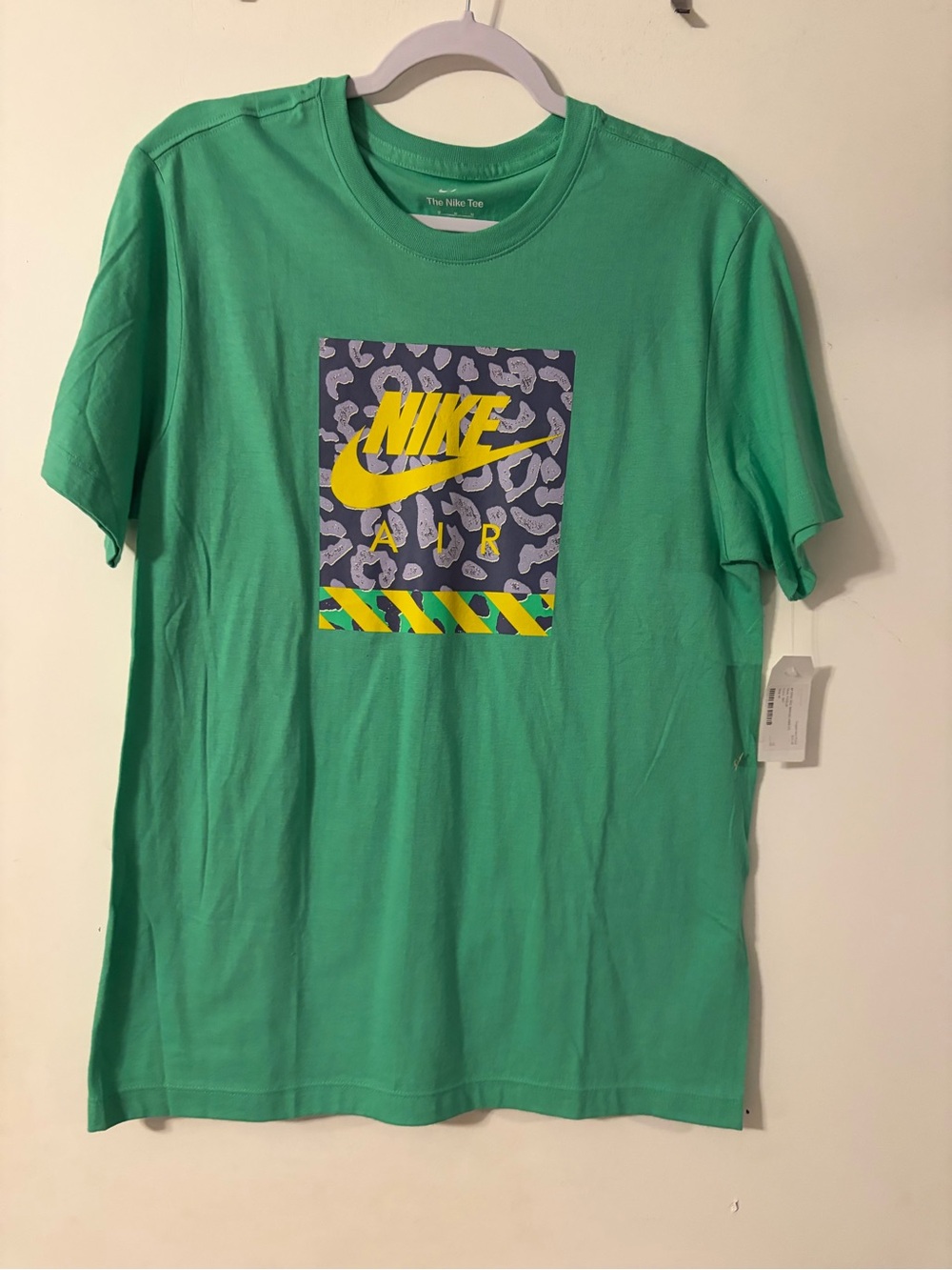 Nike Green Short Sleeve Tee with Yellow Logo Graphic